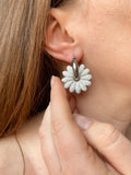 Pampilles APPOLINE blanche éclats doré ou argenté - boucles d’oreilles interchangeables