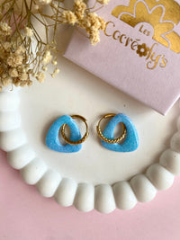 Pampilles AMBRE rose ou bleu PAILLETÉES - boucles d’oreilles interchangeables