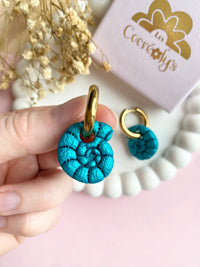 Pampilles MAÉ bleu lagon nacré - boucles d’oreilles interchangeables