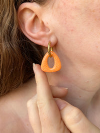 Pampilles AMBRE jaune ou abricot PAILLETÉES - boucles d’oreilles interchangeables