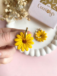 Pampilles BAHLIA jaune mangue ou vert tropical - boucles d’oreilles interchangeables