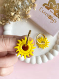 Pampilles GABRIEL petit soleil jaune- boucles d’oreilles interchangeables