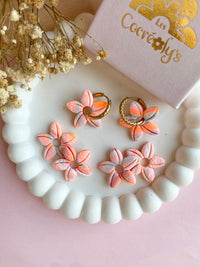 Pampilles TIARÉ réversibles couleurs pastels et orange fluo - boucles d’oreilles interchangeables