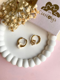 Pampilles FLORETTE doré ou blanche éclats dorés - boucles d’oreilles interchangeables