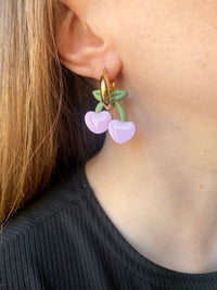 Pampilles cerise rose SERENA - boucles d’oreilles interchangeables