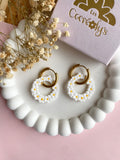 Pampilles ROSALIE blanche et jaune soleil - boucles d’oreilles interchangeables