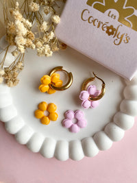 Pampilles THAÏS rose doux ou jaune soleil - boucles d’oreilles interchangeables
