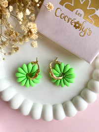 Pampilles APPOLINE rose fluo ou vert fluo - boucles d’oreilles interchangeables