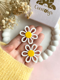 Pampilles SUZANNE blanche marguerite - boucles d’oreilles interchangeables