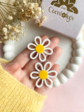 Pampilles SUZANNE blanche marguerite - boucles d’oreilles interchangeables