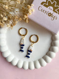 Pampilles PERLA petit poisson blanc nacré bleu marine et coquillage en relief - boucles d’oreilles interchangeables