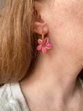 Pampilles TIARÉ rose tropical doré ou blanche dorée - boucles d’oreilles interchangeables