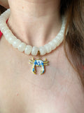 Charm's PACO petit crabe motifs fleuris bleu doré - charm's interchangeables