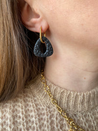 Pampilles AMBRE réversibles texturé léopard noir - boucles d’oreilles interchangeables