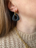 Pampilles AMBRE réversibles texturé léopard noir - boucles d’oreilles interchangeables