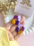 Pampilles ÉZIA couleurs cassis,violine, lilas et tournesol - boucles d’oreilles interchangeables