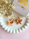 Pampilles DAPHNÉ étoile de mer réversibles couleur pêche et pointe de corail et terracotta nacré - boucles d’oreilles interchangeables