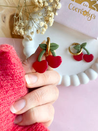 Pampilles cerise rouge SERENA - boucles d’oreilles interchangeables
