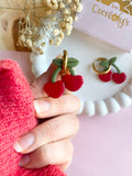 Pampilles cerise rouge SERENA - boucles d’oreilles interchangeables