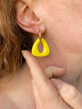 Pampilles AMBRE jaune ou abricot PAILLETÉES - boucles d’oreilles interchangeables