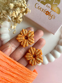 Pampilles MOLIE orange éclats doré - boucles d’oreilles interchangeables