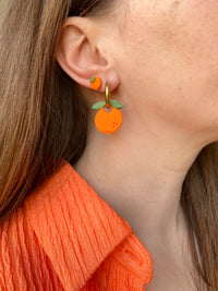 Pampilles orange SERENA réversibles - boucles d’oreilles interchangeables