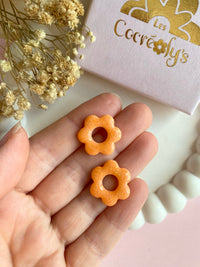 Pampilles MARIETTE jaune ou abricot PAILLETÉES - boucles d’oreilles interchangeables