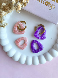 Pampilles AMBRE effet quartz rose ou quartz violet - boucles d’oreilles interchangeables