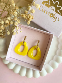 Pampilles AMBRE jaune ou abricot PAILLETÉES - boucles d’oreilles interchangeables