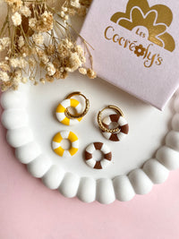 Pampilles MAËLLE petite bouée jaune mangue ou caramel - boucles d’oreilles interchangeables