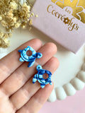 Pampilles CLOA petite tortue de mer bleu à rayures - boucles d’oreilles interchangeables