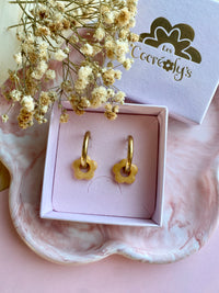 Pampilles FLORETTE doré ou blanche éclats dorés - boucles d’oreilles interchangeables