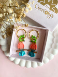 Pampilles LÉON perroquets rouge jaune bleu ou perroquets vert corail bleu lagon - boucles d’oreilles interchangeables