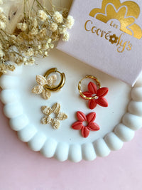 Pampilles TIARÉ beige doré ou corail - boucles d’oreilles interchangeables