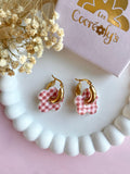 Pampilles FLORALIE réversibles vichy rouge - boucles d’oreilles interchangeables