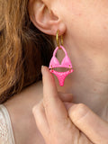 Pampilles BLOOM bikini rose pailletés et pois - boucles d’oreilles interchangeables
