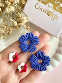 Pampilles ODINA bleu roi + FLORETTE blanc rouge - boucles d’oreilles interchangeables