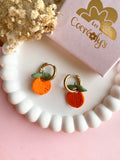 Pampilles orange SERENA réversibles - boucles d’oreilles interchangeables
