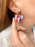 Pampilles INAYA à rayures bleu blanc rouge - boucles d’oreilles interchangeables