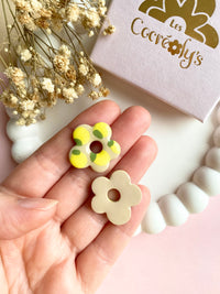 Pampilles FLORALIE réversibles écru citrons - boucles d’oreilles interchangeables