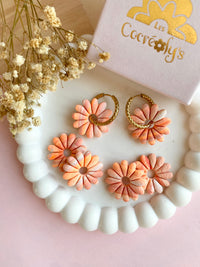 Pampilles APPOLINE pêche corail et pointe d'orange - boucles d’oreilles interchangeables