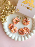Pampilles APPOLINE pêche corail et pointe d'orange - boucles d’oreilles interchangeables