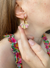 Pampilles JEANINE coquillage aux jolis tons pastels et pointe de dorée - boucles d’oreilles interchangeables