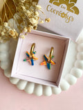 Pampilles MONA petite étoile de mer réversibles couleurs fluo et bleu - boucles d’oreilles interchangeables