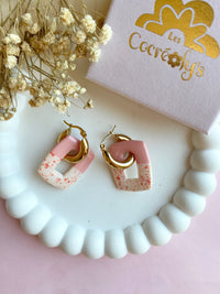 Pampilles ÉZIA pêche et beige éclats corail pêche - boucles d’oreilles interchangeables
