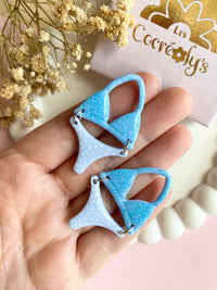 Pampilles BLOOM bikini bleu pailletés et pois - boucles d’oreilles interchangeables