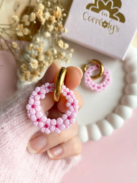 Pampilles ROSALIE rose pétale et framboise - boucles d’oreilles interchangeables