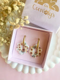Pampilles LIZIE motif fleuri tournesol - boucles d’oreilles interchangeables