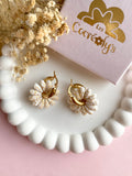 Pampilles APPOLINE blanche éclats doré ou argenté - boucles d’oreilles interchangeables