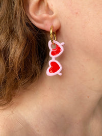 Pampilles TESSA lunette de soleil rose rouge - boucles d’oreilles interchangeables